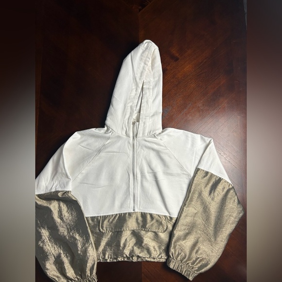 Zara Women's White and Gold Bomber Jacket - Picture 5 of 12